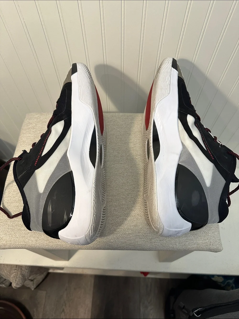 Nike Air Jordan Zoom Seperate Black and White Sneakers with Red Accents